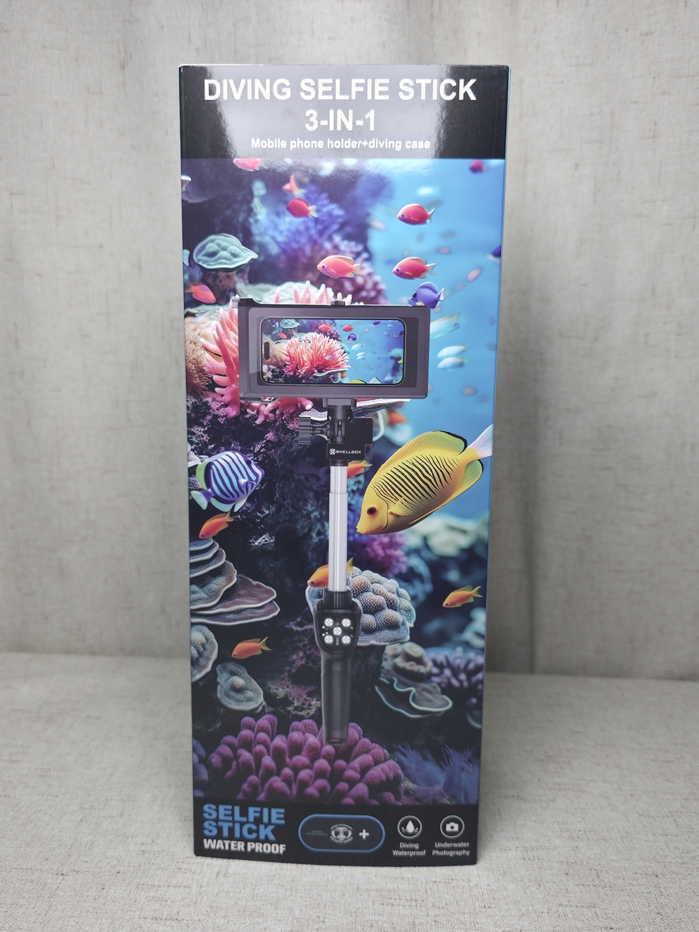 Diving Selfie Stick 3-in-1 Waterproof Selfie Stick - Black